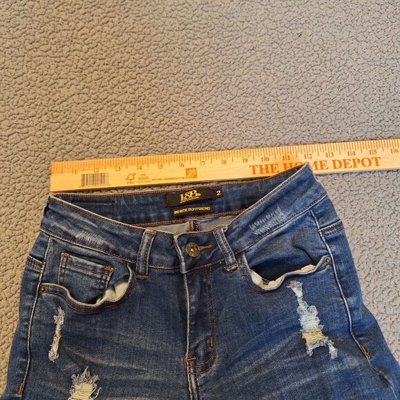 L&B LUCKY & BLESSED Jeans Boyfriend Stretch Denim‎ Blue Pants Distressed Size 2 - Picture 8 of 10